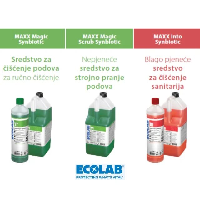 Ecolab Maxx Synbiotic – sredstva za čišćenje i pranje koja sadrže žive mikroorganizme i djeluju čak 30 sati nakon korištenja